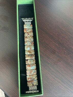 Natural Stone Tile Link Bracelet in Earth Tones